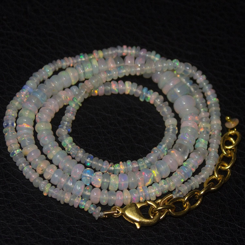 Natural Ethiopian Welo Opal Gold Plated Smooth Rondelle Necklace 2mm 6mm 20" - Jalvi & Co.