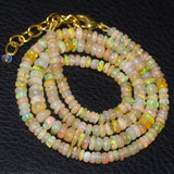Natural Ethiopian Welo Opal Gold Plated Smooth Rondelle Necklace 3.5mm 5mm 19