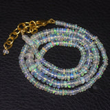 Natural Ethiopian Welo Opal Gold Plated Smooth Rondelle Necklace 3mm 5mm 18.15