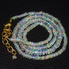 Load image into Gallery viewer, Natural Ethiopian Welo Opal Gold Plated Smooth Rondelle Necklace 3mm 5mm 18.15&quot; - Jalvi &amp; Co.
