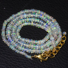 Load image into Gallery viewer, Natural Ethiopian Welo Opal Gold Plated Smooth Rondelle Necklace 3mm 5mm 18.15&quot; - Jalvi &amp; Co.