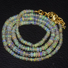 Load image into Gallery viewer, Natural Ethiopian Welo Opal Gold Plated Smooth Rondelle Necklace 3mm 5mm 20&quot; - Jalvi &amp; Co.