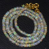 Natural Ethiopian Welo Opal Gold Plated Smooth Rondelle Necklace 3mm 5mm 20