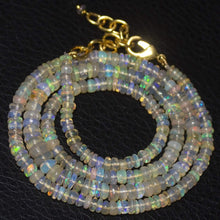 Load image into Gallery viewer, Natural Ethiopian Welo Opal Gold Plated Smooth Rondelle Necklace 3mm 5mm 20&quot; - Jalvi &amp; Co.
