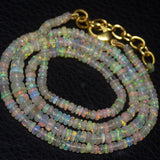 Natural Ethiopian Welo Opal Gold Plated Smooth Rondelle Necklace 3mm 5mm 20