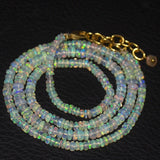Natural Ethiopian Welo Opal Gold Plated Smooth Rondelle Necklace 3mm 5mm 20.5