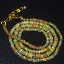 Load image into Gallery viewer, Natural Ethiopian Welo Opal Gold Plated Smooth Rondelle Necklace 3mm 5mm 21&quot; - Jalvi &amp; Co.