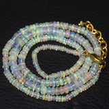 Natural Ethiopian Welo Opal Gold Plated Smooth Rondelle Necklace 5mm 2mm 20.5