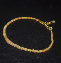 Load image into Gallery viewer, Natural Ethiopian Welo Opal Gold Plated Smooth Rondelle Necklace 5mm 3mm 10&quot; - Jalvi &amp; Co.