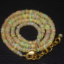 Load image into Gallery viewer, Natural Ethiopian Welo Opal Gold Plated Smooth Rondelle Necklace 5mm 3mm 16.5&quot; - Jalvi &amp; Co.