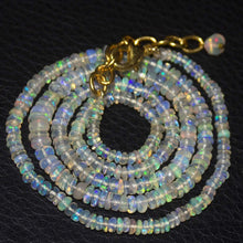 Load image into Gallery viewer, Natural Ethiopian Welo Opal Gold Plated Smooth Rondelle Necklace 5mm 3mm 20.5&quot; - Jalvi &amp; Co.