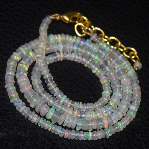 Natural Ethiopian Welo Opal Gold Vermeil Smooth Rondelle Necklace 20
