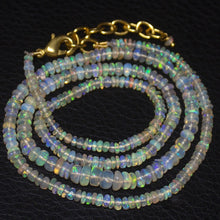 Load image into Gallery viewer, Natural Ethiopian Welo Opal Gold Vermeil Smooth Rondelle Necklace 2mm 5mm 21&quot; - Jalvi &amp; Co.