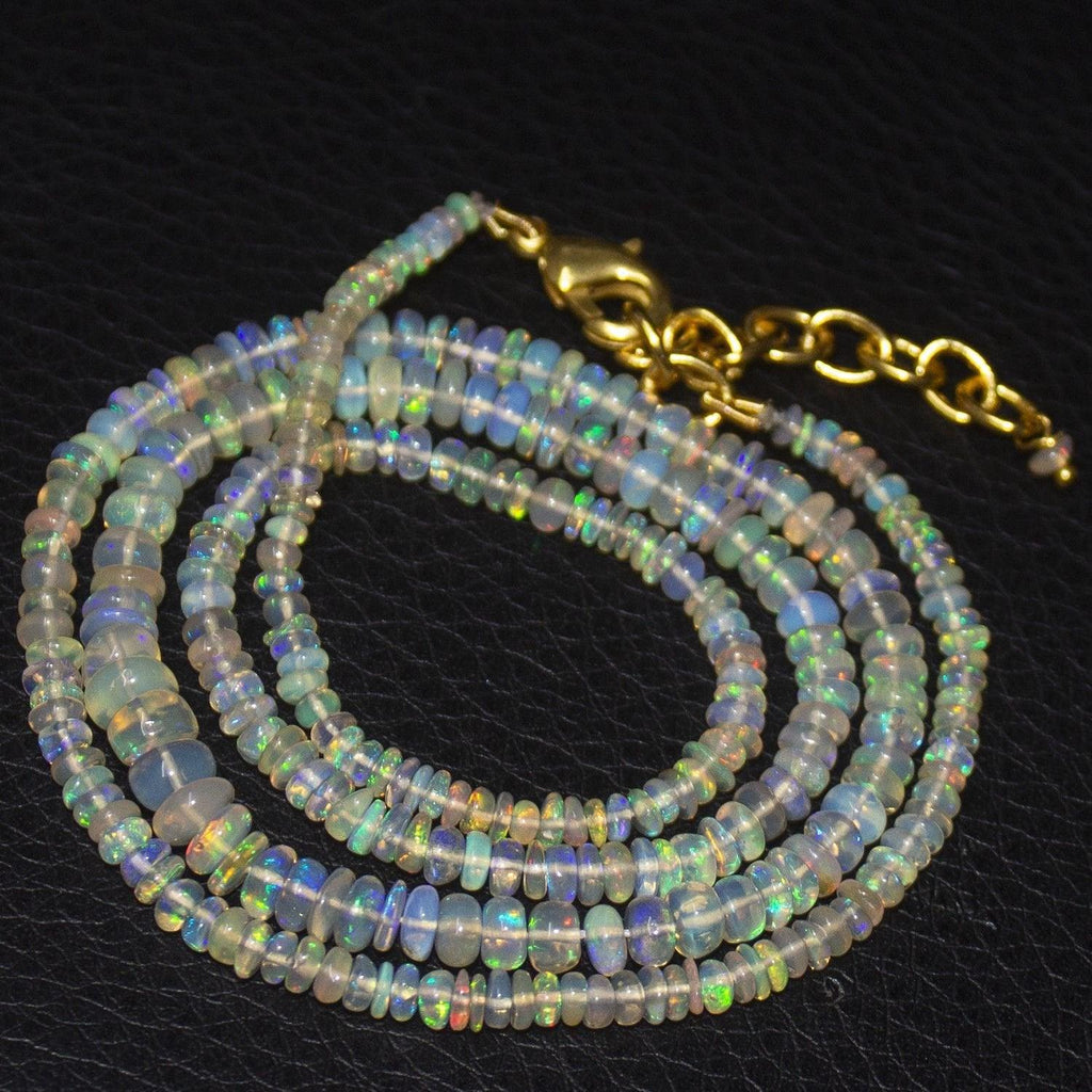 Natural Ethiopian Welo Opal Gold Vermeil Smooth Rondelle Necklace 2mm 5mm 21" - Jalvi & Co.