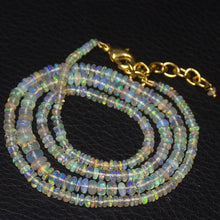 Load image into Gallery viewer, Natural Ethiopian Welo Opal Gold Vermeil Smooth Rondelle Necklace 2mm 5mm 21&quot; - Jalvi &amp; Co.