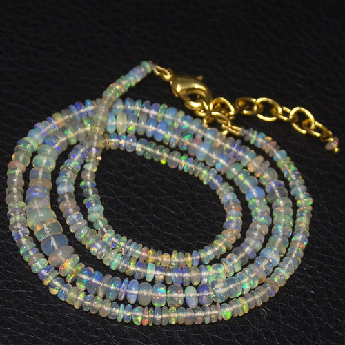 Natural Ethiopian Welo Opal Gold Vermeil Smooth Rondelle Necklace 2mm 5mm 21