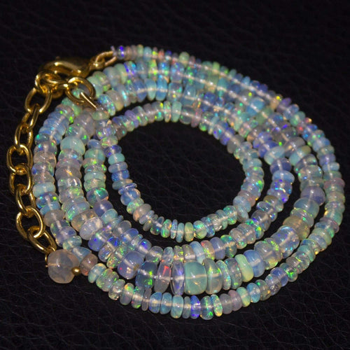 Natural Ethiopian Welo Opal Gold Vermeil Smooth Rondelle Necklace 3mm 5mm 19.5