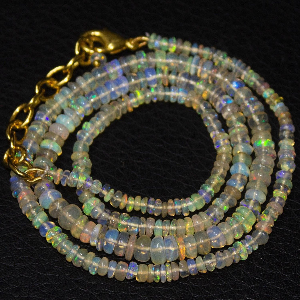 Natural Ethiopian Welo Opal Smooth Rondelle Gold Vermeil Necklace 20" 3mm 5mm - Jalvi & Co.