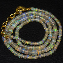 Load image into Gallery viewer, Natural Ethiopian Welo Opal Smooth Rondelle Gold Vermeil Necklace 20&quot; 3mm 5mm - Jalvi &amp; Co.