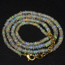 Load image into Gallery viewer, Natural Ethiopian Welo Opal Smooth Rondelle Gold Vermeil Necklace 20&quot; 3mm 5mm - Jalvi &amp; Co.