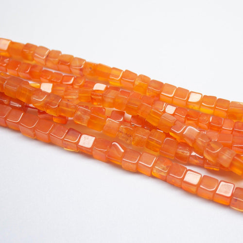 Natural Fanta Orange Carnelian Square Smooth Cube Box Spacer Beads 4mm 5mm 16
