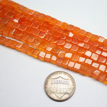 Load image into Gallery viewer, Natural Fanta Orange Carnelian Square Smooth Cube Box Spacer Beads 4mm 5mm 16&quot; - Jalvi &amp; Co.