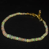 Natural Fire Ethiopian Opal Smooth Rondelle Gold Vermeil Bracelet 3mm 5mm 9