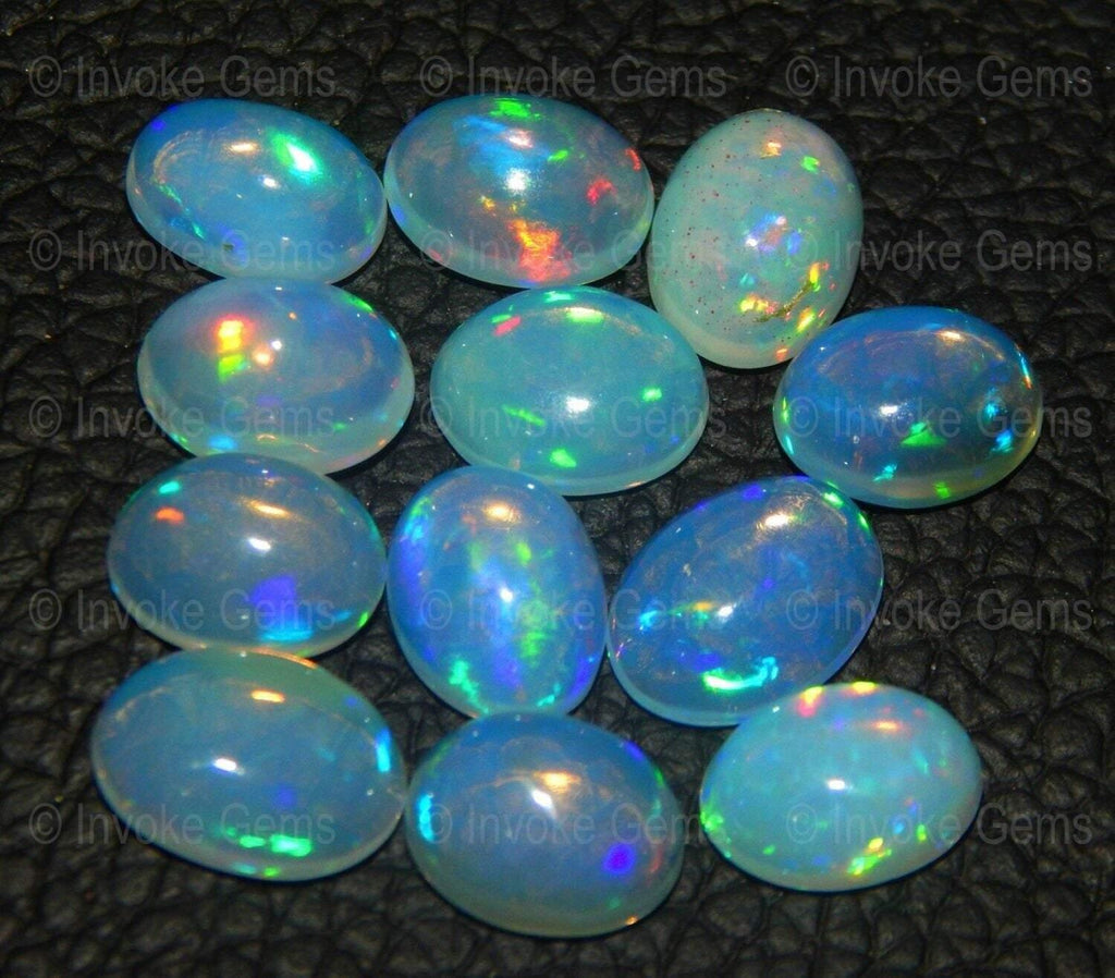 Natural Fire Multi Color Calibrated Oval Ethiopian Welo Fire Opal Cabochon - Jalvi & Co.