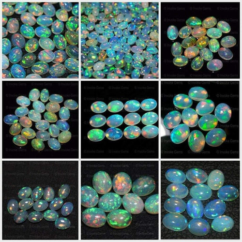 Natural Fire Multi Color Calibrated Oval Ethiopian Welo Fire Opal Cabochon - Jalvi & Co.