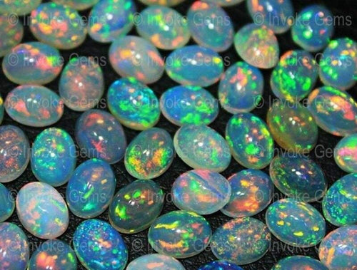Natural Fire Multi Color Calibrated Oval Ethiopian Welo Fire Opal Cabochon - Jalvi & Co.
