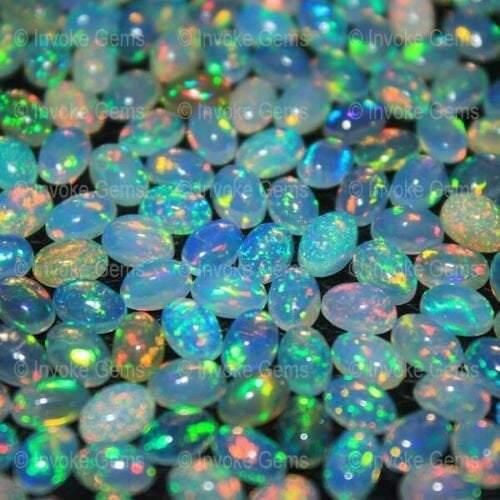 Natural Fire Multi Color Calibrated Oval Ethiopian Welo Fire Opal Cabochon - Jalvi & Co.