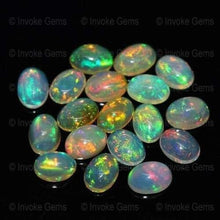 Load image into Gallery viewer, Natural Fire Multi Color Calibrated Oval Ethiopian Welo Fire Opal Cabochon - Jalvi &amp; Co.