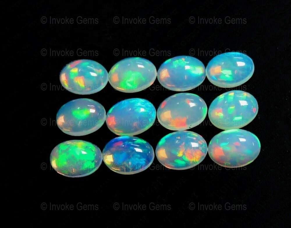 Natural Fire Multi Color Calibrated Oval Ethiopian Welo Fire Opal Cabochon - Jalvi & Co.