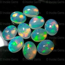 Load image into Gallery viewer, Natural Fire Multi Color Calibrated Oval Ethiopian Welo Fire Opal Cabochon - Jalvi &amp; Co.