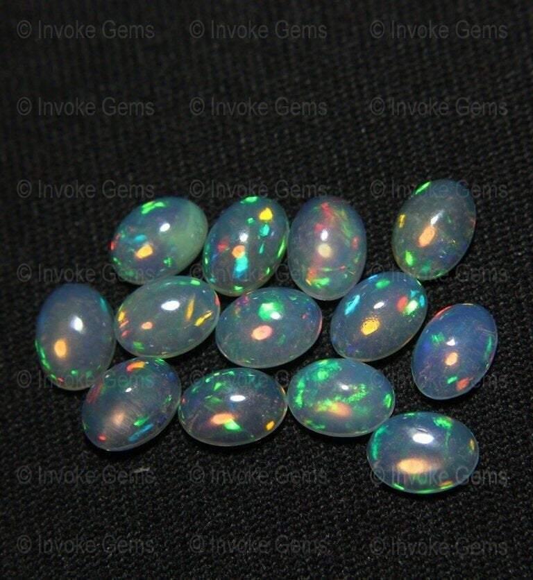 Natural Fire Multi Color Calibrated Oval Ethiopian Welo Fire Opal Cabochon - Jalvi & Co.