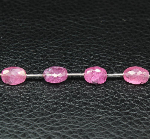 Natural Glass Fill Pink Red Ruby Faceted Cut Oval Nugget Beads Strand 7