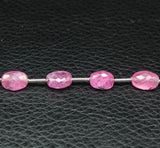 Natural Glass Fill Pink Red Ruby Faceted Cut Oval Nugget Beads Strand 7