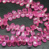 Natural Glass Fill Pink Ruby Faceted Pear Drop Briolette Beads 9