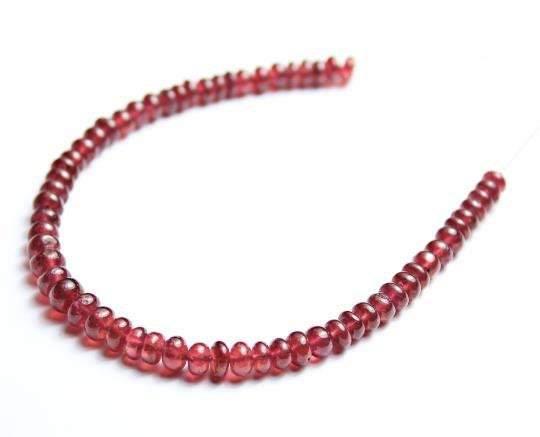 Natural Glass Fill Ruby Smooth Polished Rondelle Beads Strand 7" 3mm 4mm - Jalvi & Co.