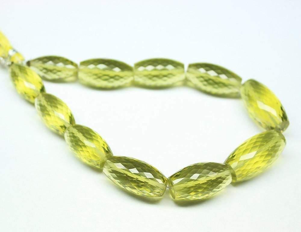 Natural Gold Lemon Quartz Rare Green Faceted Puff Marquise Beads 4.5" 16mm 26mm - Jalvi & Co.