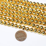 Natural Gold Pyrite Faceted Round Cut Loose Gemstone Spacer Beads 12