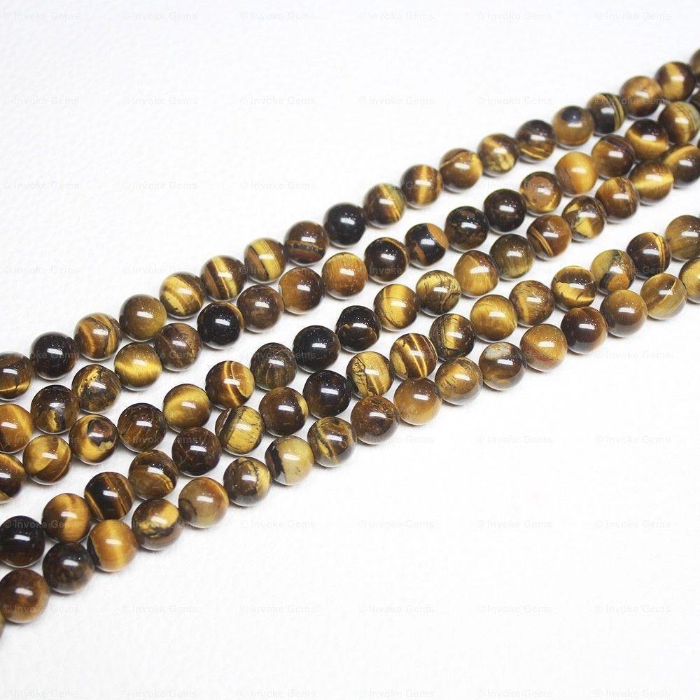 Natural Gold Tigers Eye Smooth Ball Round Loose Gemstone Beads Strand 15" 8mm - Jalvi & Co.