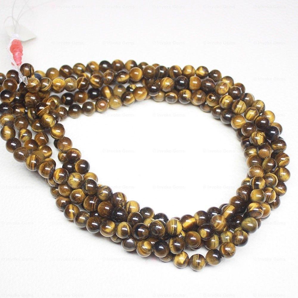 Natural Gold Tigers Eye Smooth Ball Round Loose Gemstone Beads Strand 15" 8mm - Jalvi & Co.