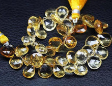 Load image into Gallery viewer, Natural Golden Citrine Faceted Heart Drops Loose Briolette Beads 10&quot; 7mm 12mm - Jalvi &amp; Co.