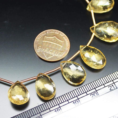 Natural Golden Citrine Faceted Pear Drop Beads 7mm 15mm 8inches - Jalvi & Co.