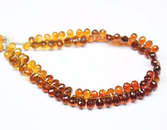 Natural Golden Citrine Faceted Tear Drops Loose Briolette Beads 8" 6mm 7mm - Jalvi & Co.