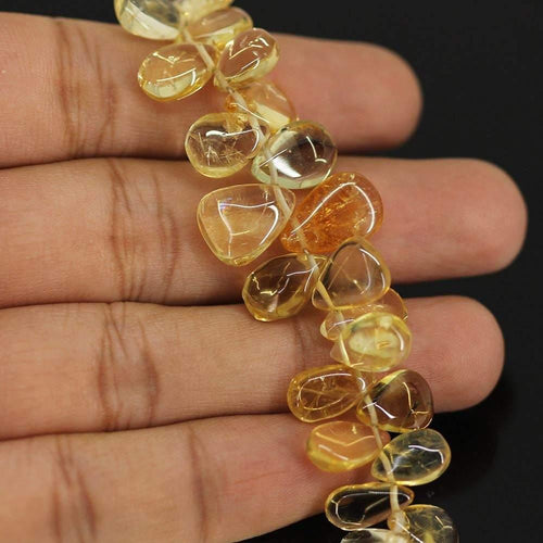 Natural Golden Citrine Smooth Pear Drop Briolette Loose Gemstone 10