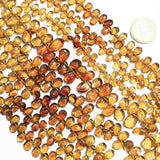 Natural Golden Citrine Smooth Pear Drops Briolette Loose Gem Beads 13