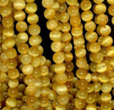 Natural Golden Tigers Eye Smooth Ball Round Gemstone Loose Beads Strand 6mm 15