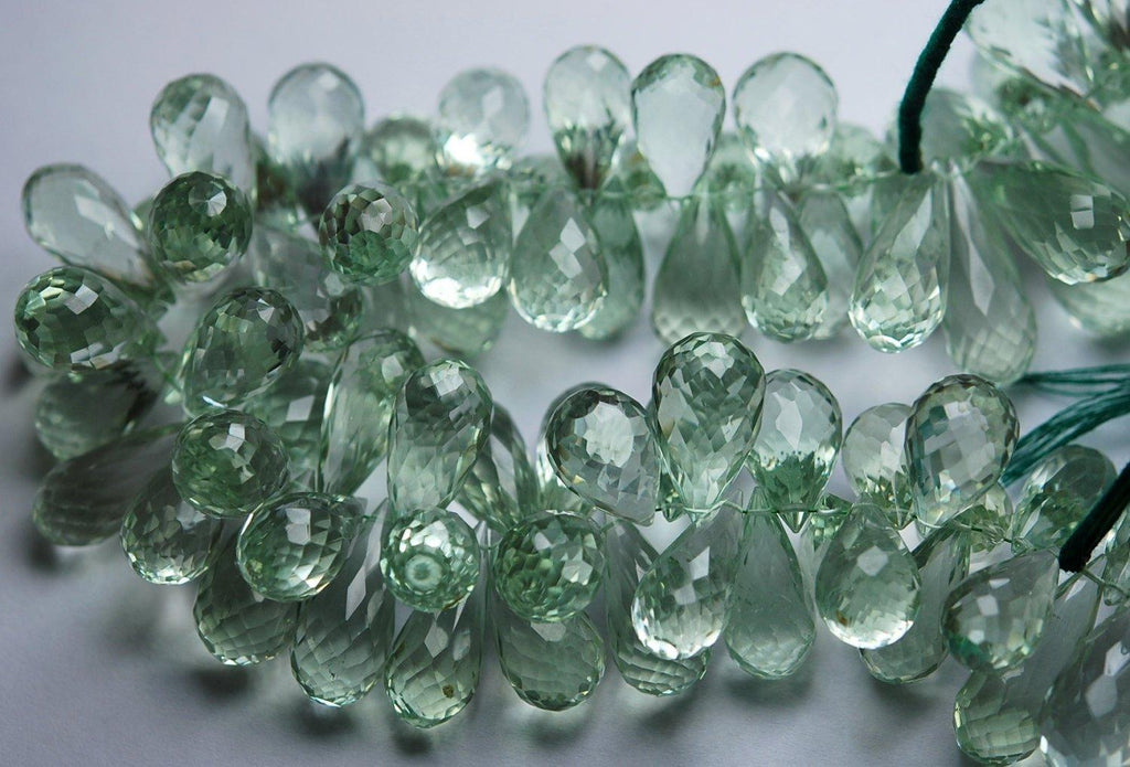 Natural Green Amethyst Faceted Drops Shape Briolettes Size 15-16mm 20 Beads - Jalvi & Co.